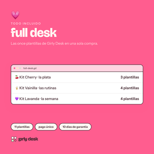 Full Desk: las once plantillas de Girly Desk