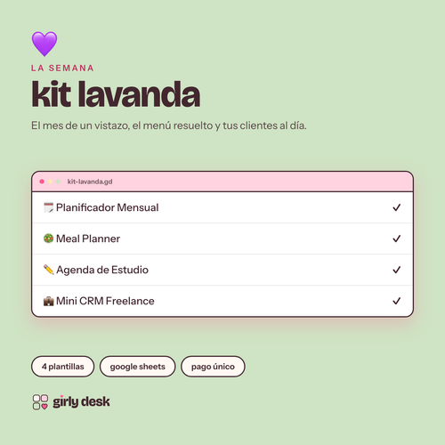 Kit Lavanda: las cuatro plantillas para tu semana de Girly Desk
